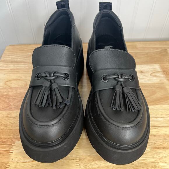 Rocket Dog Harper Platform Black Chunky Loafer Grunge Y2K Edgy Faux Leather - Picture 12 of 16